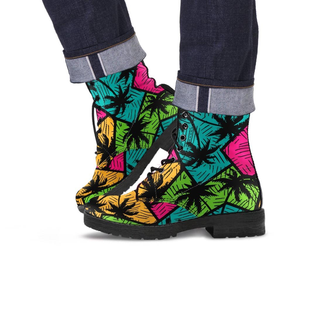 Palm Leaf Hawaiian Print Pattern Men's Boots-grizzshop