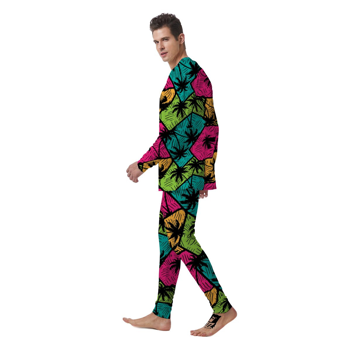 Palm Leaf Hawaiian Print Pattern Men's Pajamas-grizzshop