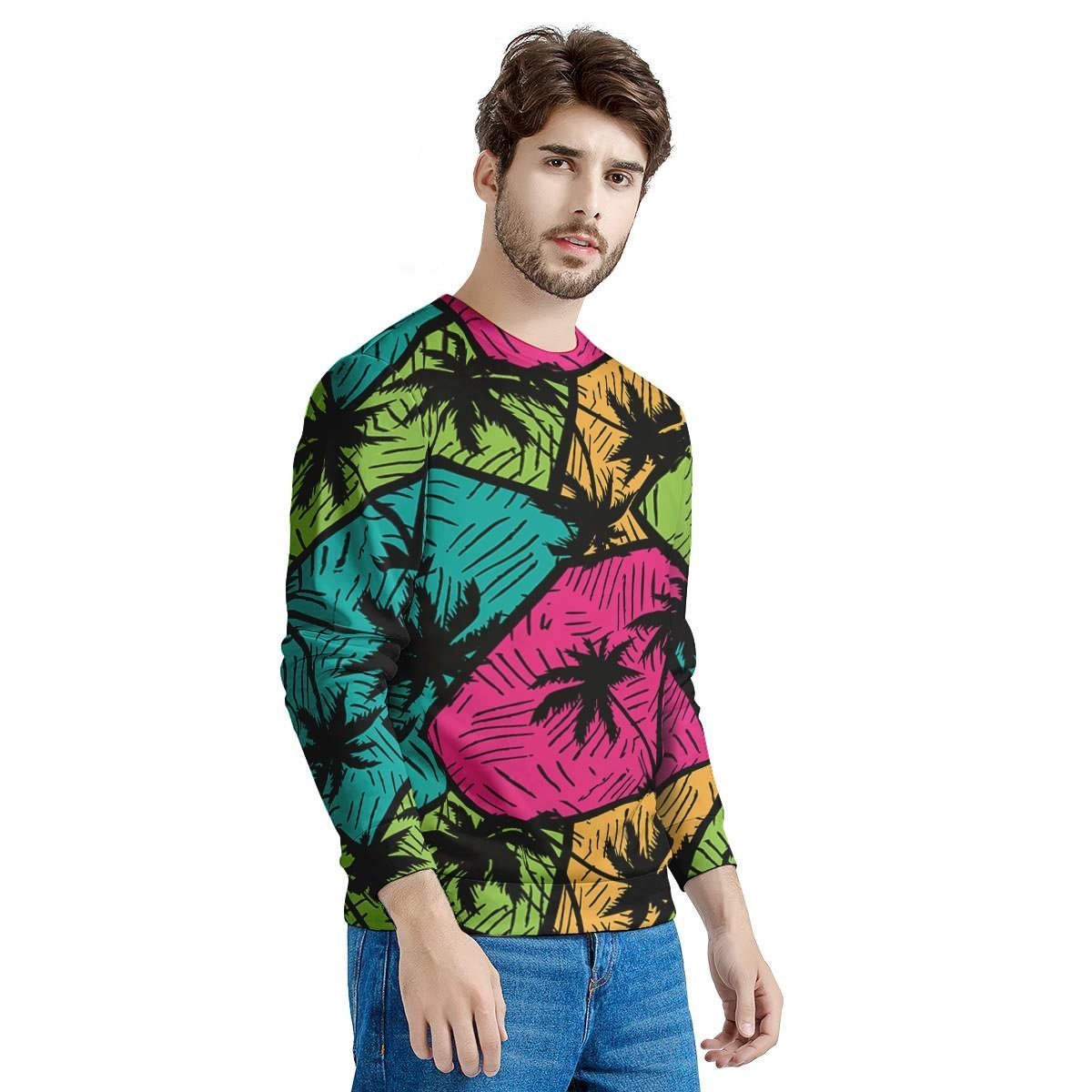 Palm Leaf Hawaiian Print Pattern Men's Sweatshirt-grizzshop