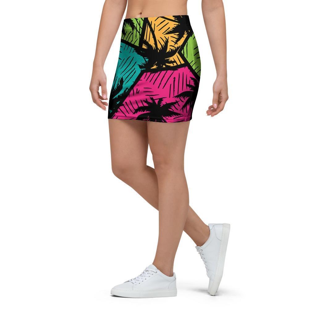 Palm Leaf Hawaiian Print Pattern Mini Skirt-grizzshop