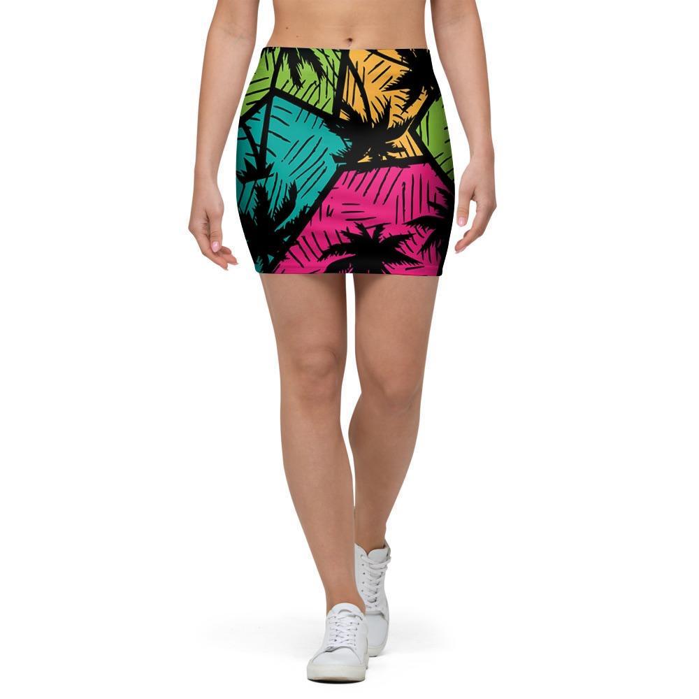 Palm Leaf Hawaiian Print Pattern Mini Skirt-grizzshop