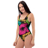 Palm Leaf Hawaiian Print Pattern One Piece Swimsuite-grizzshop