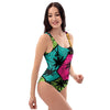 Palm Leaf Hawaiian Print Pattern One Piece Swimsuite-grizzshop