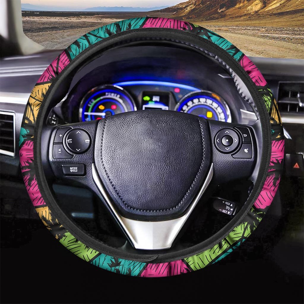 Palm Leaf Hawaiian Print Pattern Steering Wheel Cover-grizzshop