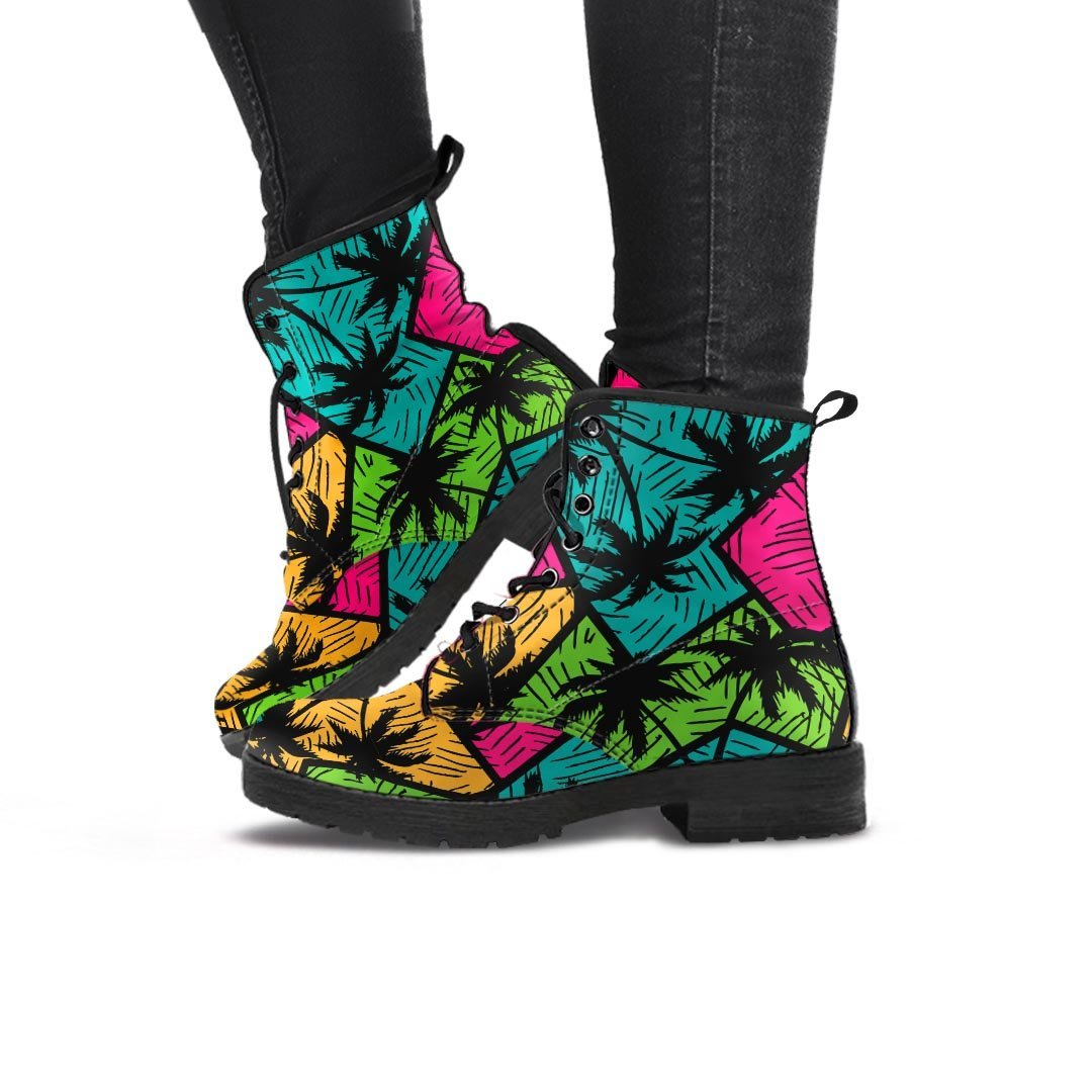 Palm Leaf Hawaiian Print Pattern Women's Boots-grizzshop