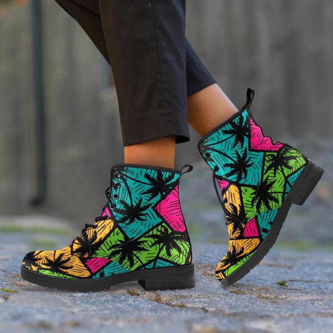 Palm Leaf Hawaiian Print Pattern Women's Boots-grizzshop