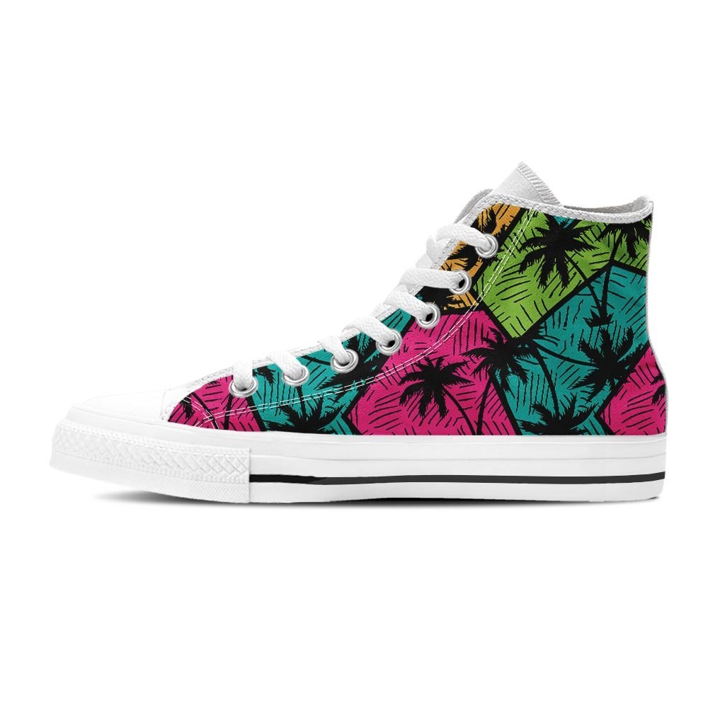 Palm Leaf Hawaiian Print Pattern Women's High Top Shoes-grizzshop