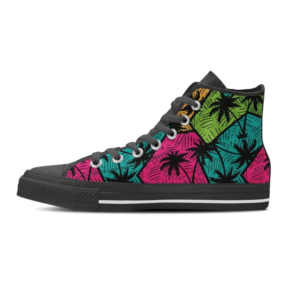 Palm Leaf Hawaiian Print Pattern Women's High Top Shoes-grizzshop