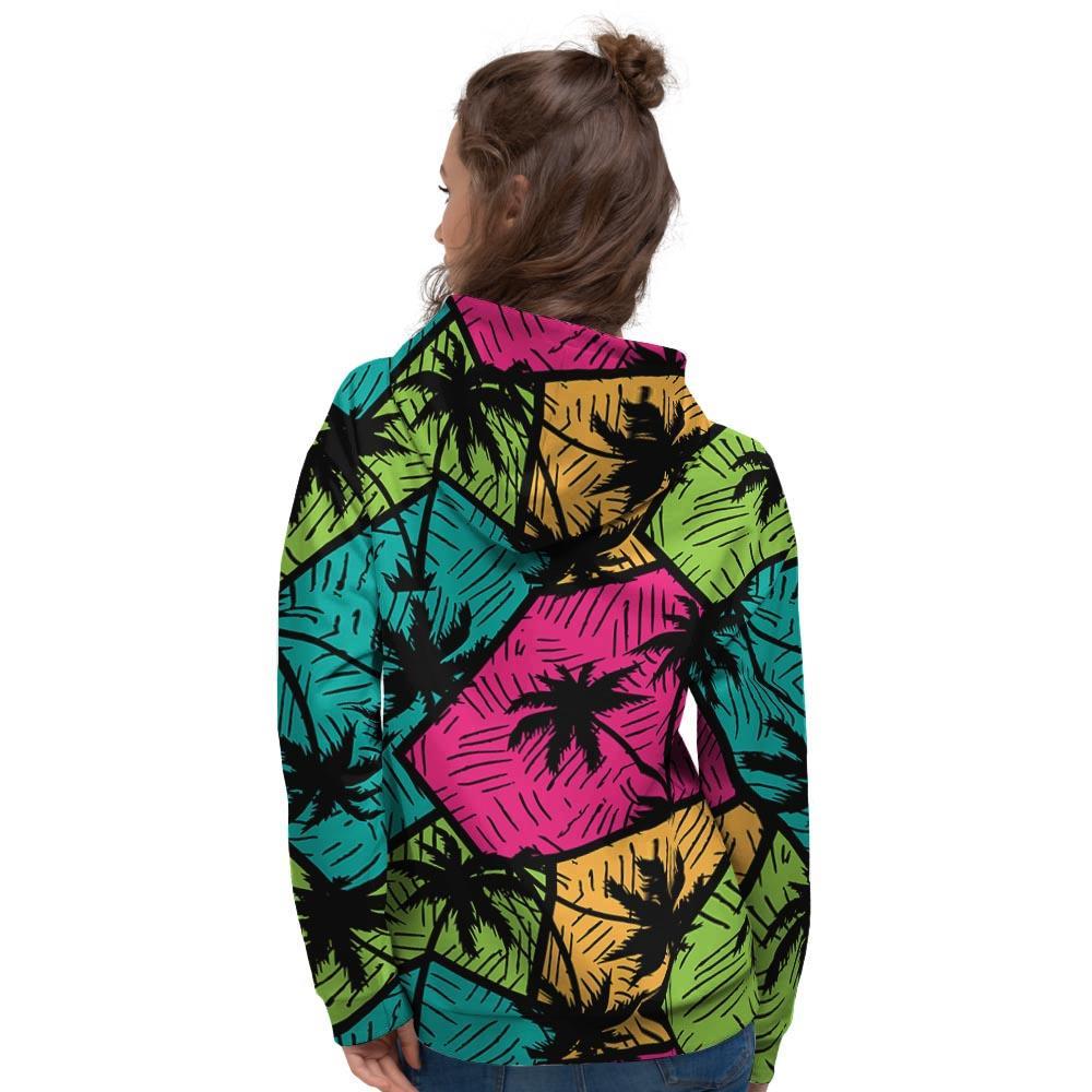 Palm Leaf Hawaiian Print Pattern Women's Hoodie-grizzshop