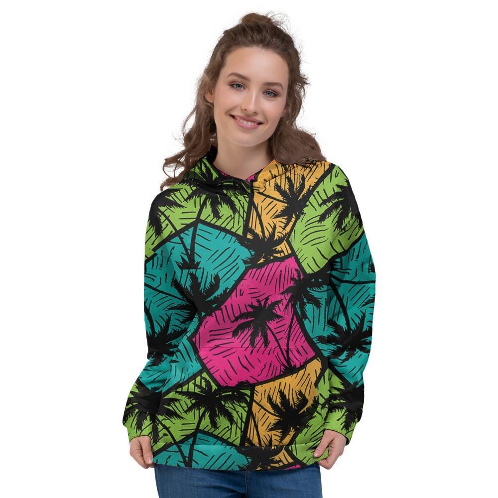 Palm Leaf Hawaiian Print Pattern Women's Hoodie-grizzshop