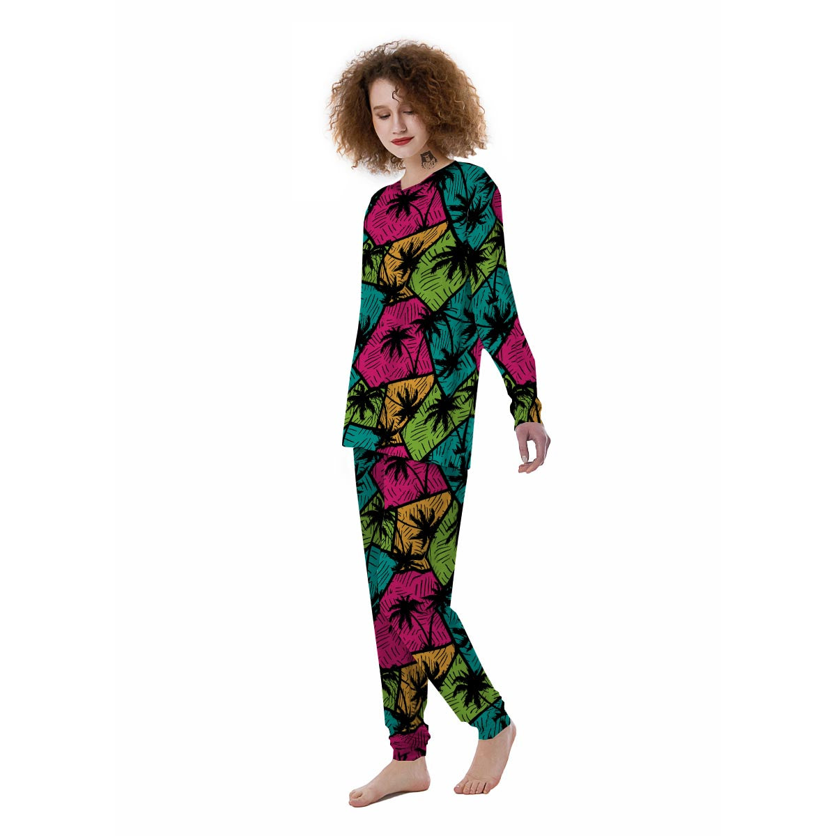 Palm Leaf Hawaiian Print Pattern Women's Pajamas-grizzshop