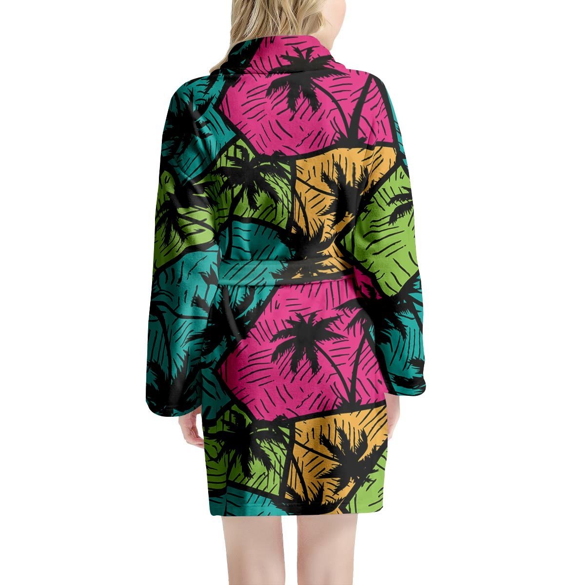 Palm Leaf Hawaiian Print Pattern Women's Robe-grizzshop