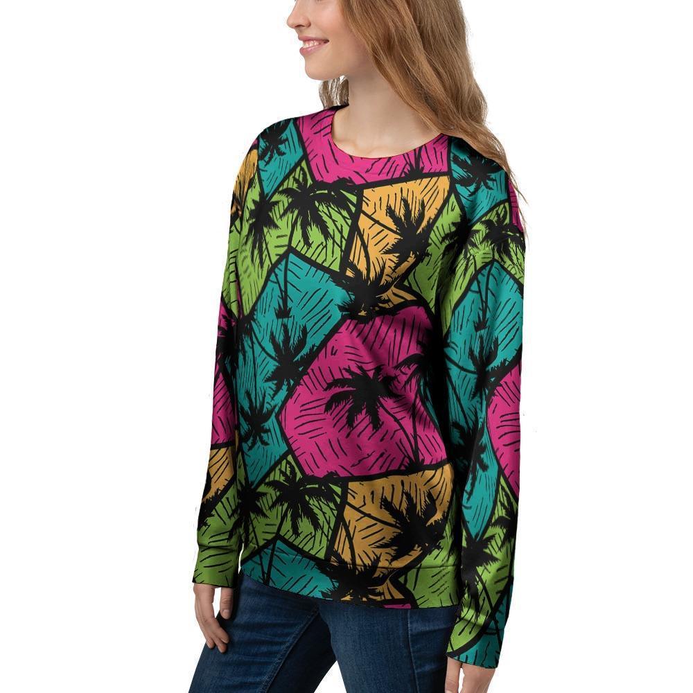 Palm Leaf Hawaiian Print Pattern Women's Sweatshirt-grizzshop