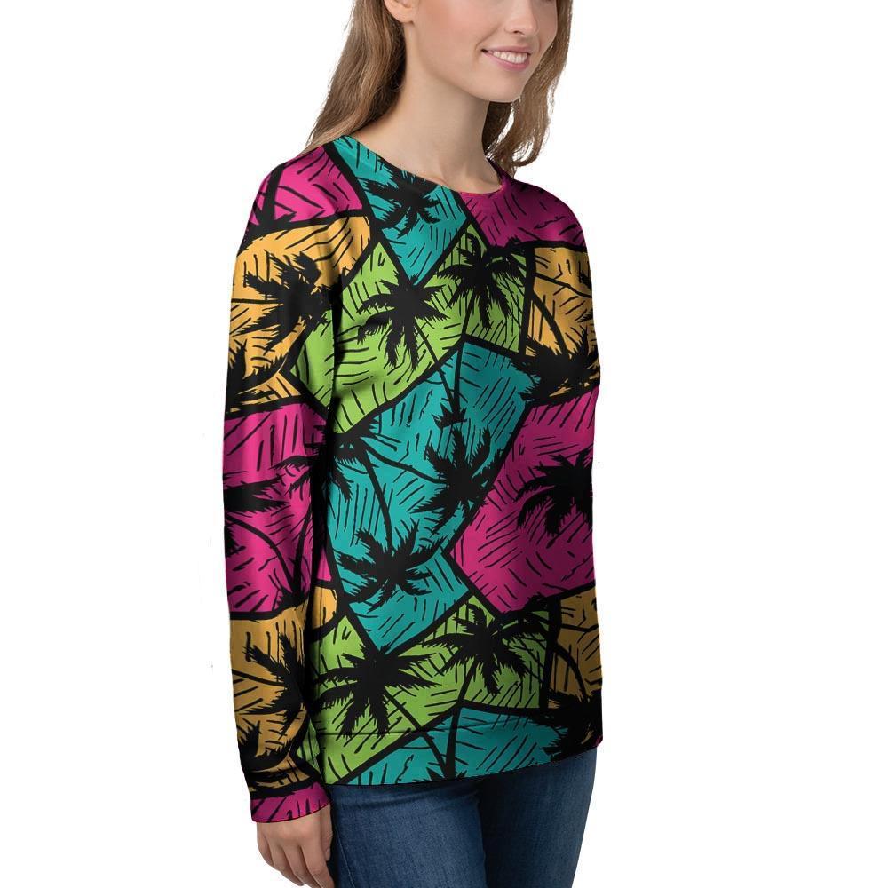 Palm Leaf Hawaiian Print Pattern Women's Sweatshirt-grizzshop