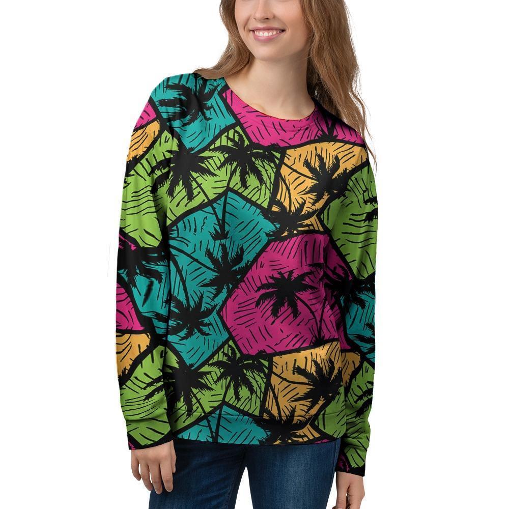 Palm Leaf Hawaiian Print Pattern Women's Sweatshirt-grizzshop