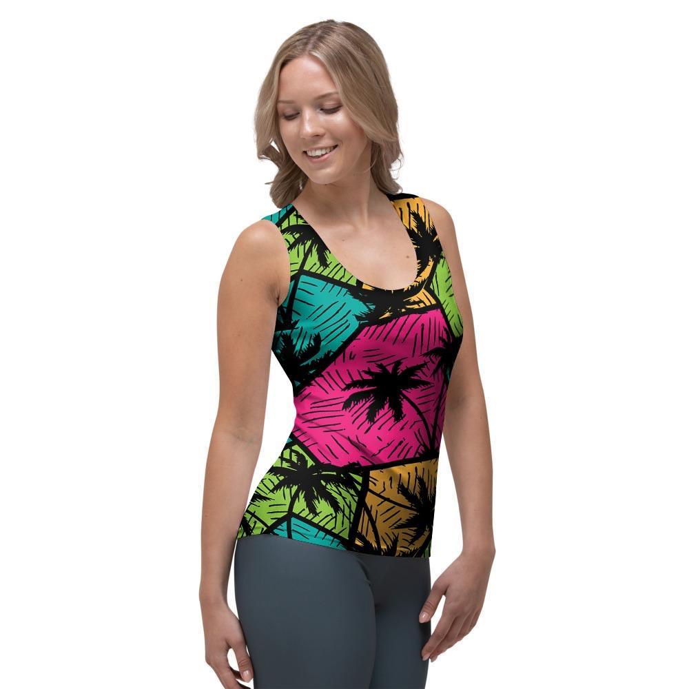 Palm Leaf Hawaiian Print Pattern Women's Tank Top-grizzshop
