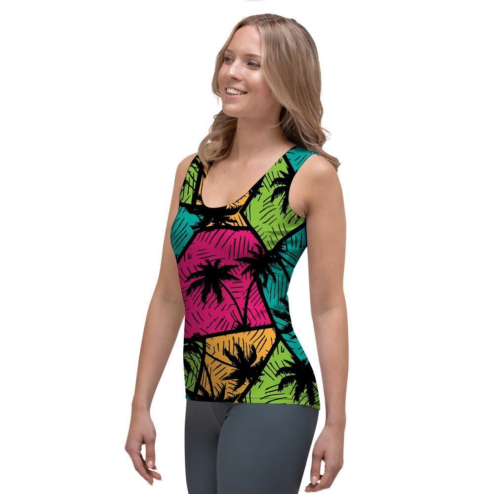 Palm Leaf Hawaiian Print Pattern Women's Tank Top-grizzshop