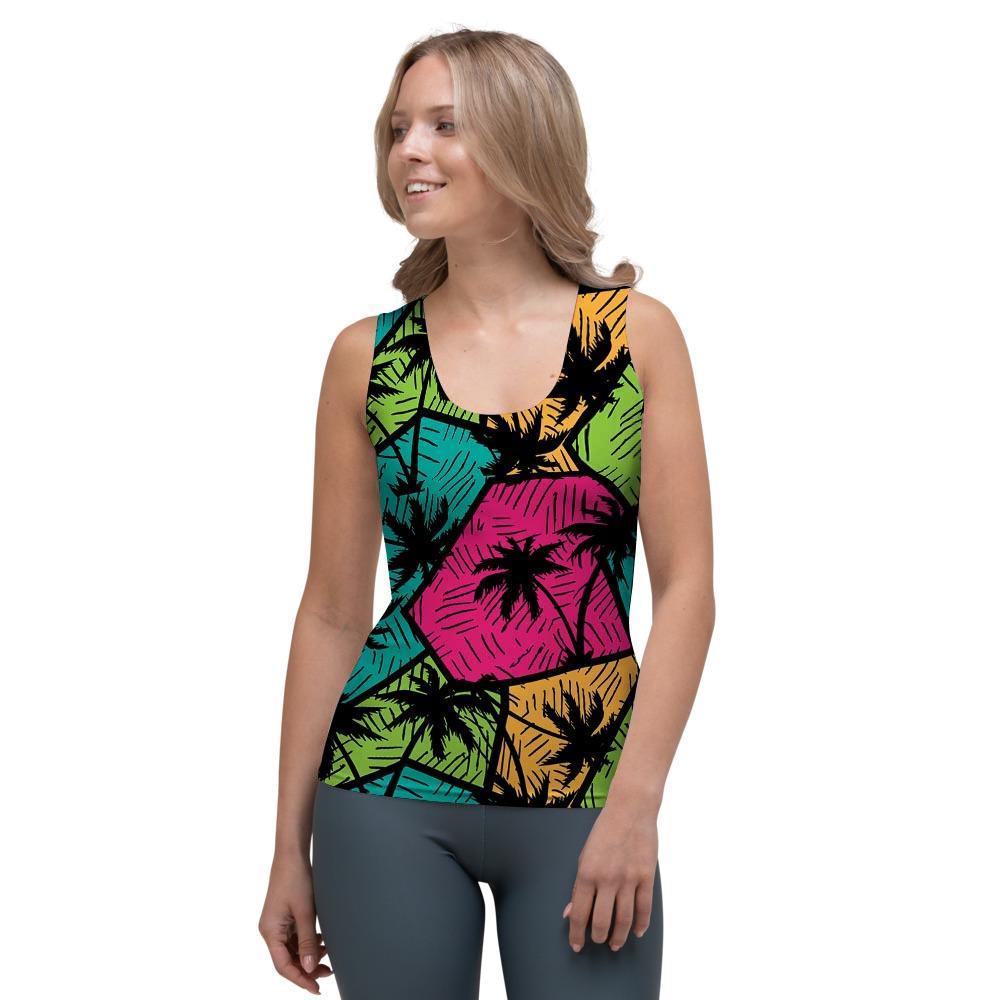 Palm Leaf Hawaiian Print Pattern Women's Tank Top-grizzshop