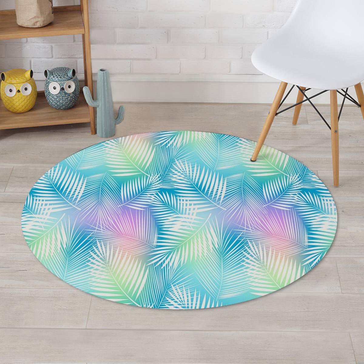 Palm Leaf Hawaiian Print Round Rug-grizzshop