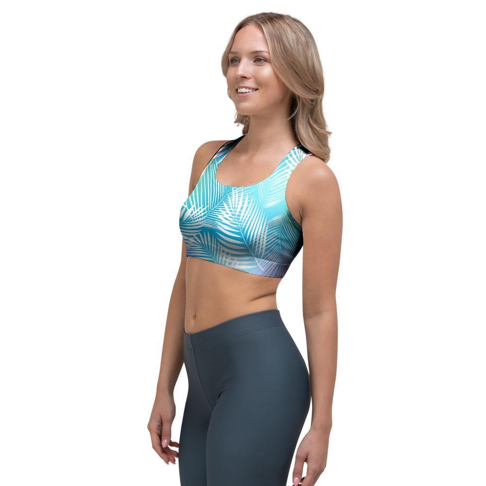 Palm Leaf Hawaiian Print Sports Bra-grizzshop