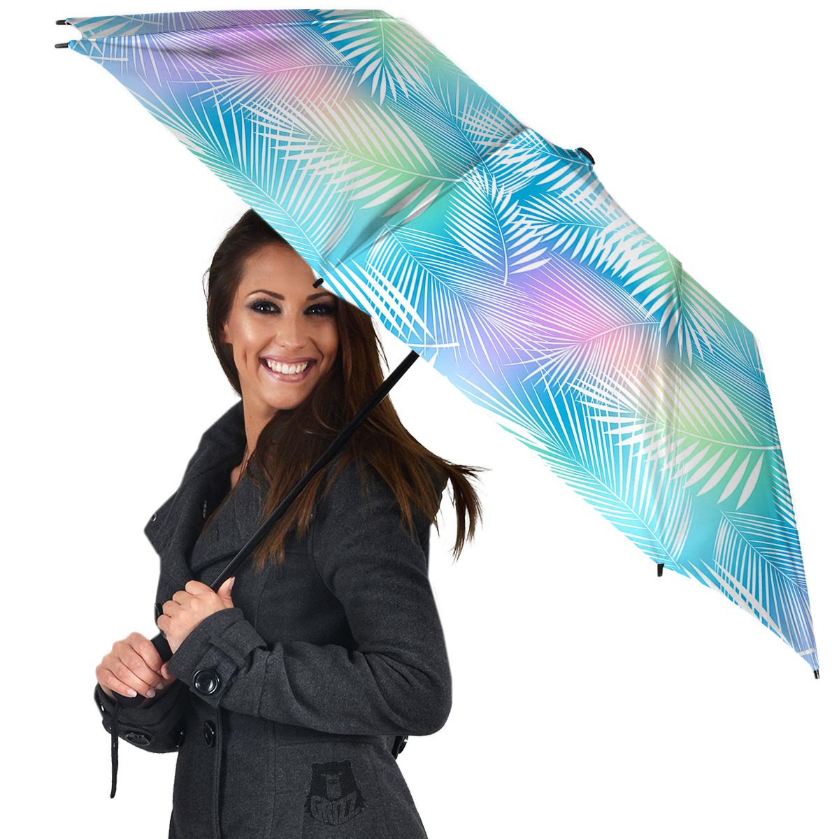 Palm Leaf Hawaiian Print Umbrella-grizzshop