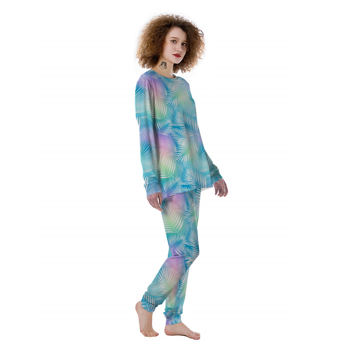 Palm Leaf Hawaiian Print Women's Pajamas-grizzshop