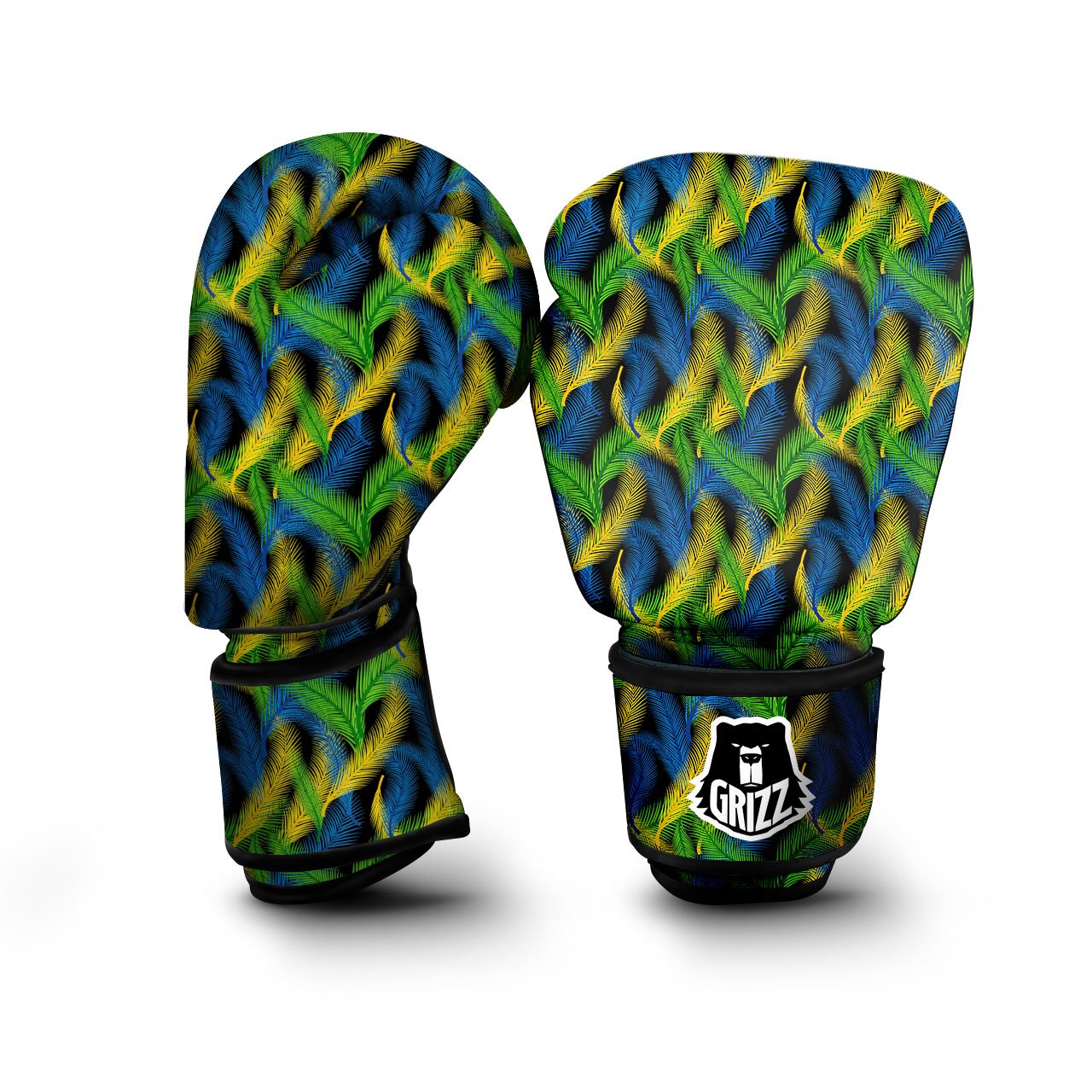 Palm Leaf Mardi Gras Print Pattern Boxing Gloves-grizzshop