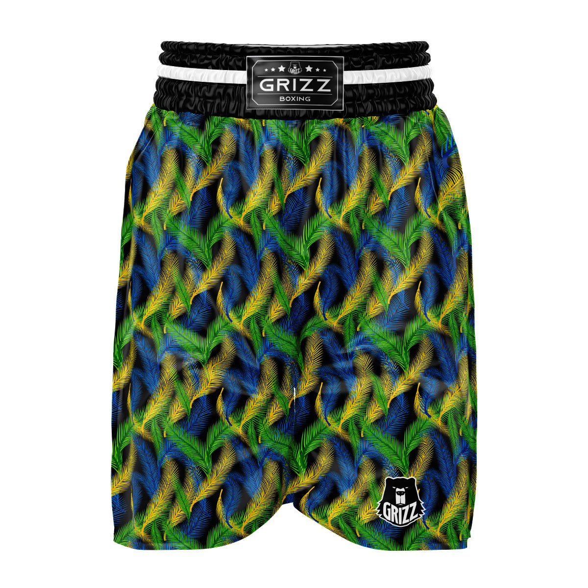 Palm Leaf Mardi Gras Print Pattern Boxing Shorts-grizzshop
