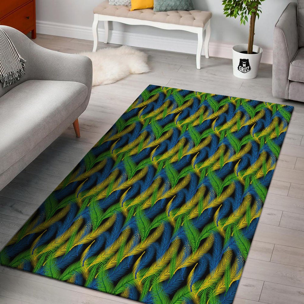 Palm Leaf Mardi Gras Print Pattern Floor Mat-grizzshop