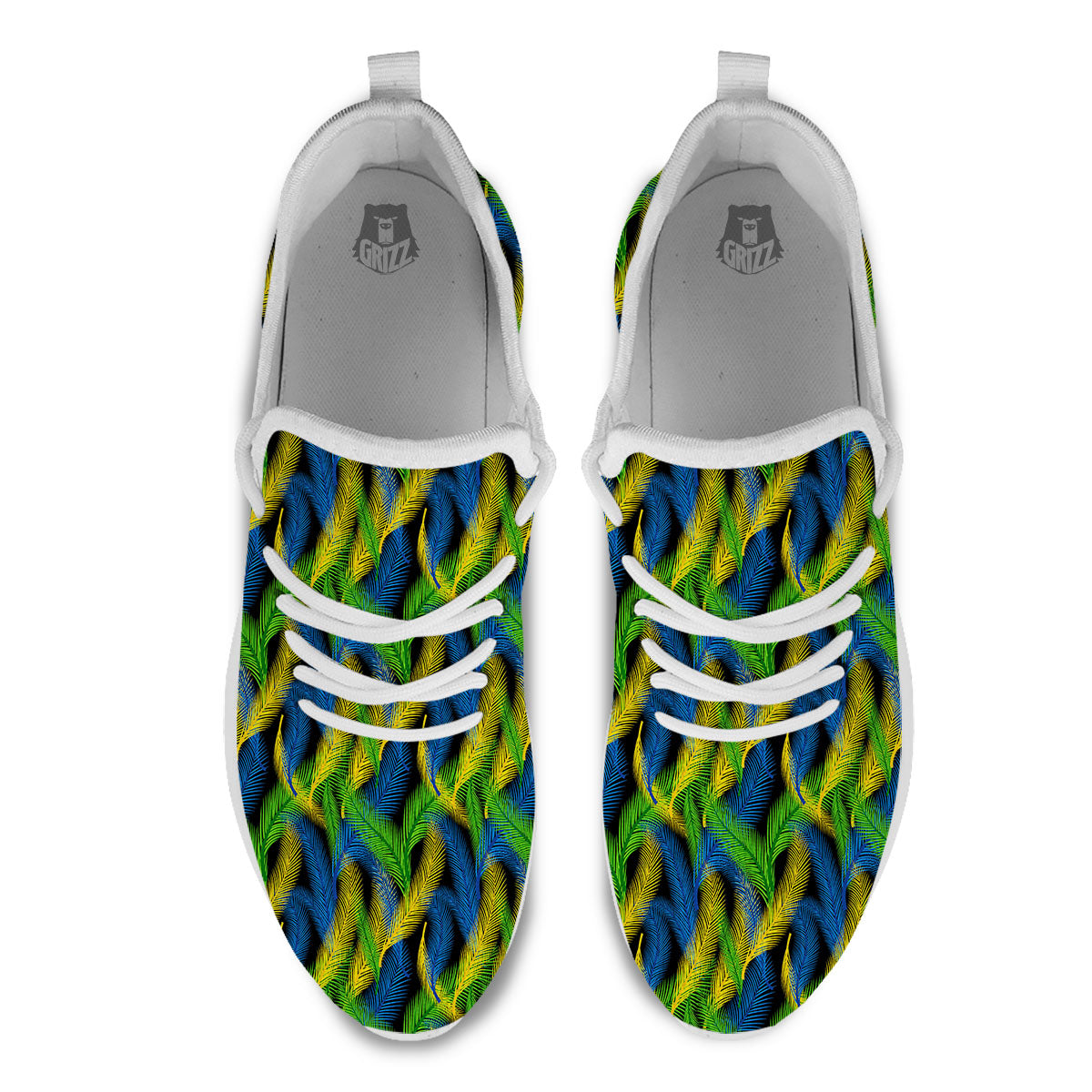 Palm Leaf Mardi Gras Print Pattern White Athletic Shoes-grizzshop