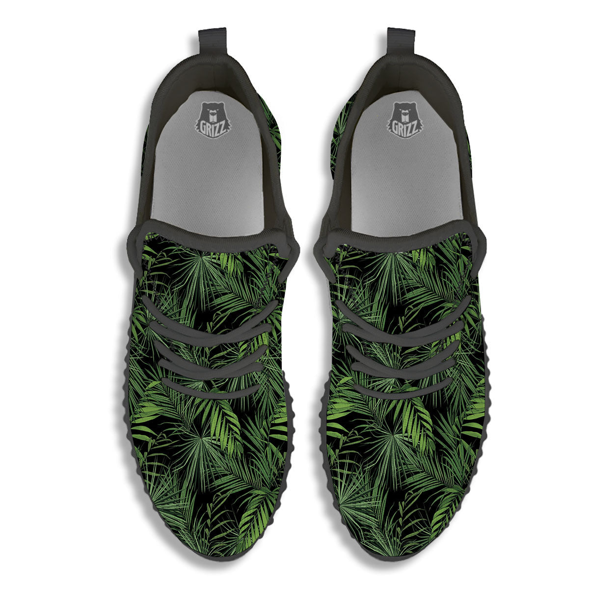 Palm Leaf Night Tropical Print Pattern Black Walking Shoes-grizzshop