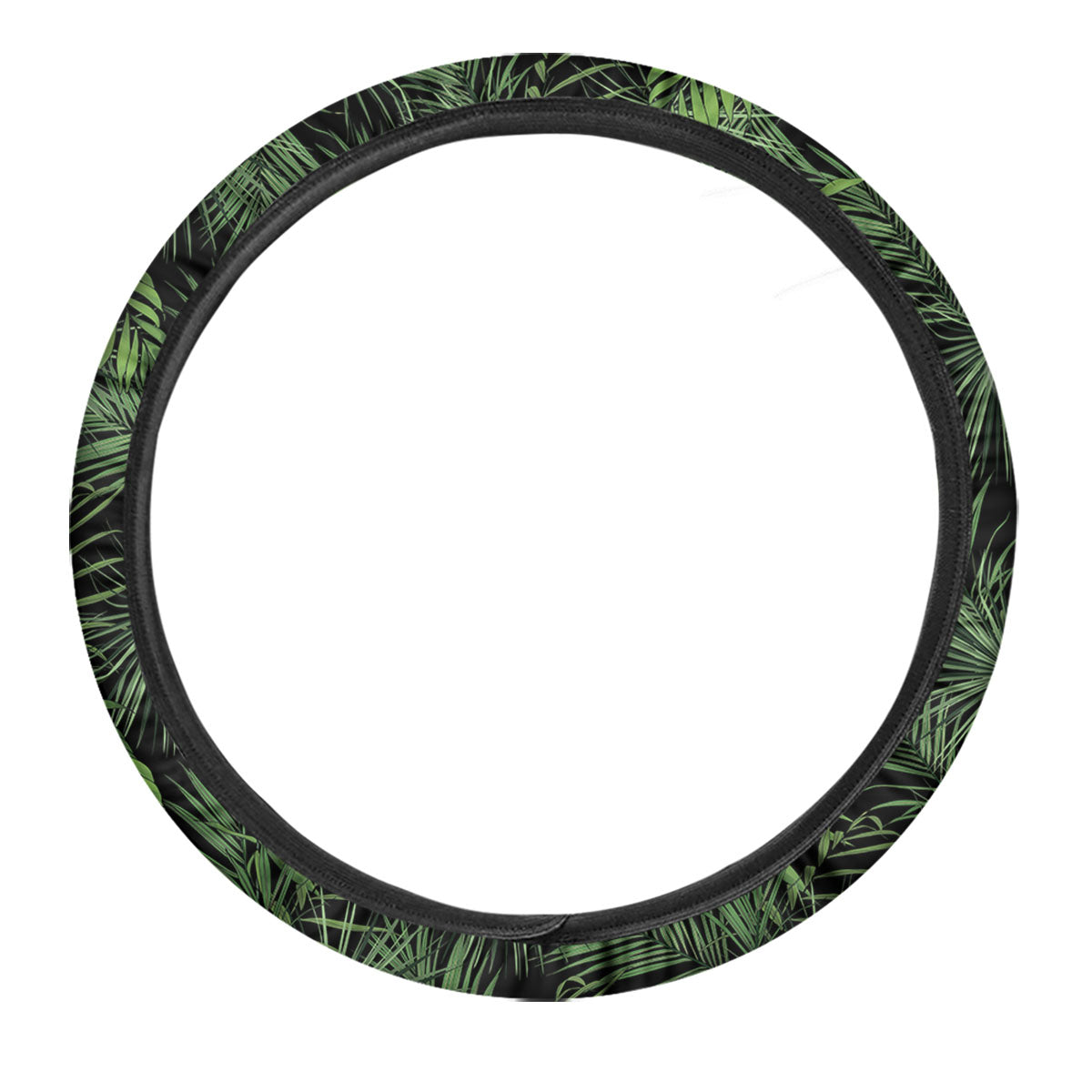 Palm Leaf Night Tropical Print Pattern Car Steering Wheel Cover-grizzshop