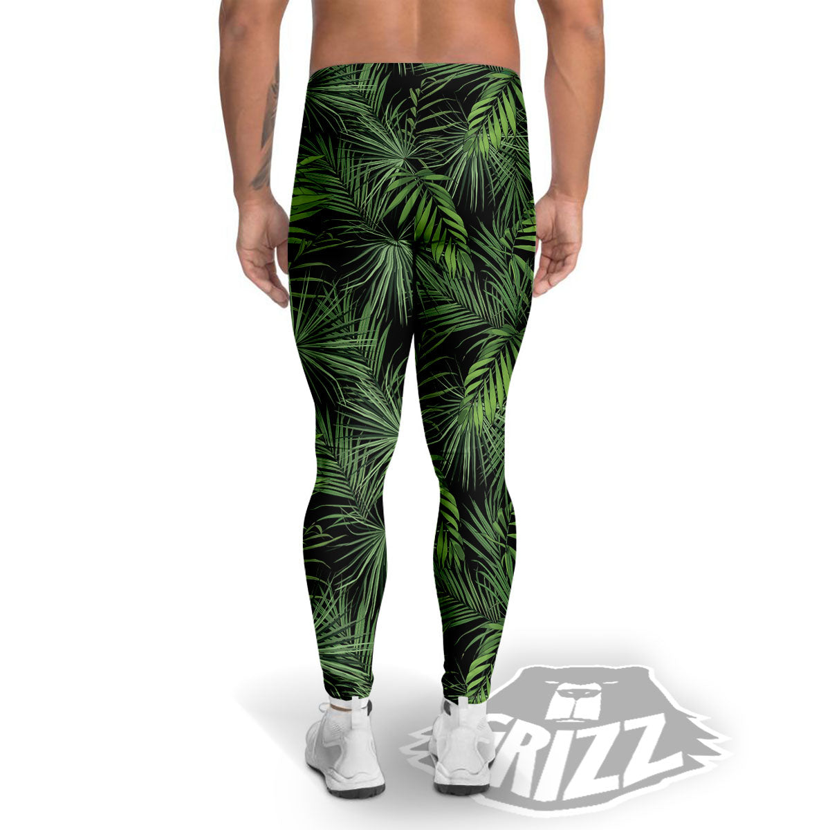 Palm Leaf Night Tropical Print Pattern Men's Leggings-grizzshop