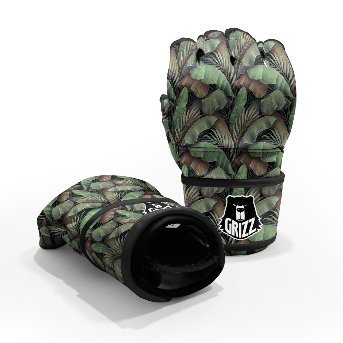 Palm Leaf Tropical Banana Print Pattern MMA Gloves-grizzshop