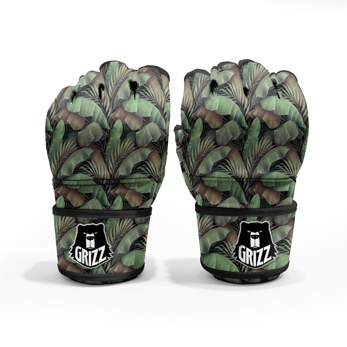 Palm Leaf Tropical Banana Print Pattern MMA Gloves-grizzshop