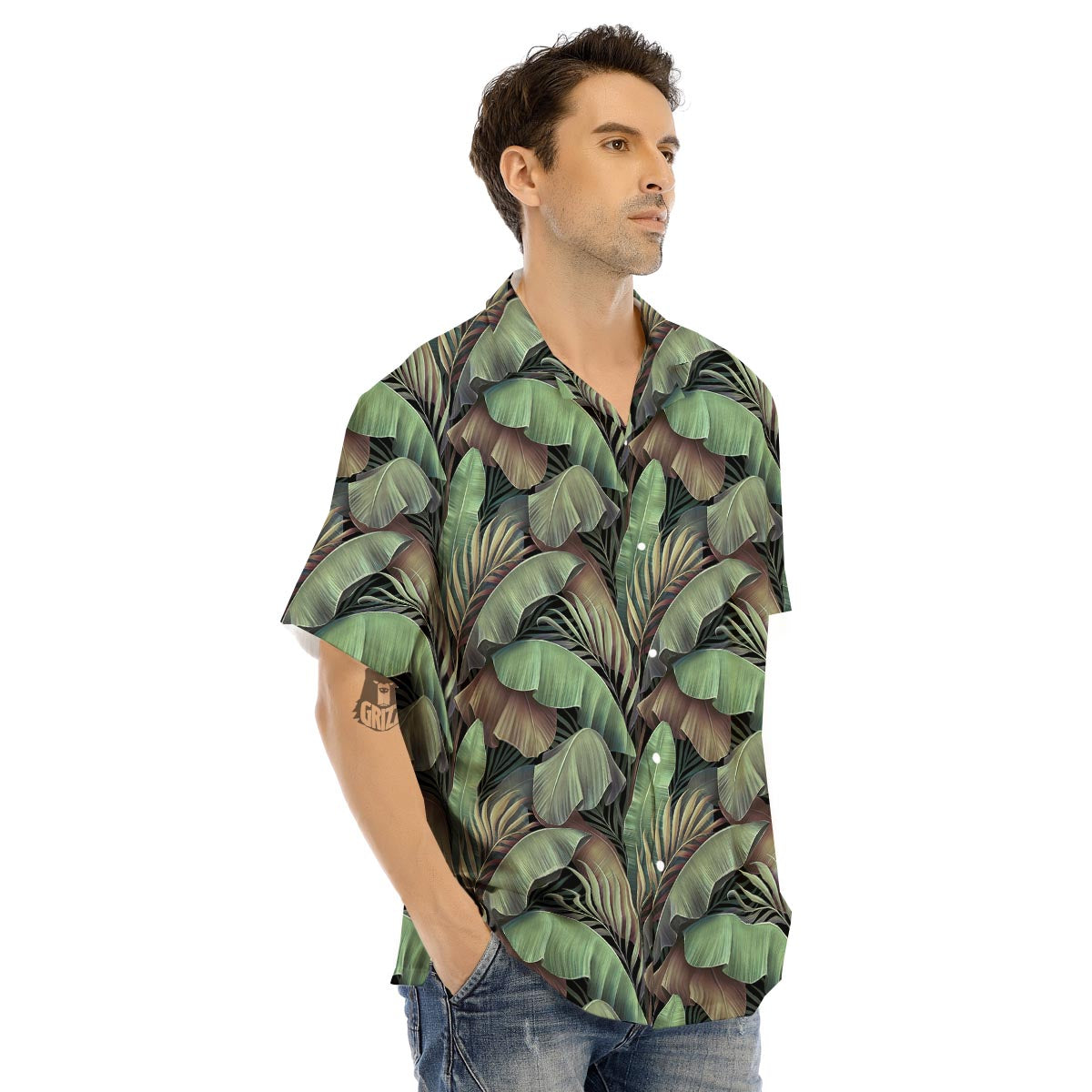 Palm Leaf Tropical Banana Print Pattern Men's Hawaiian Shirt-grizzshop