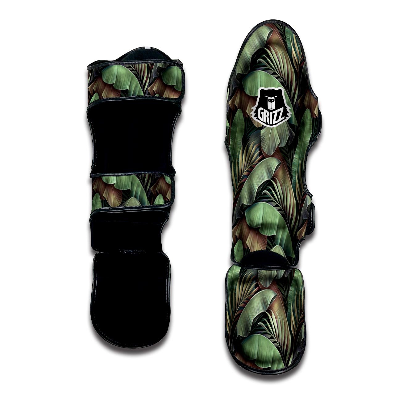 Palm Leaf Tropical Banana Print Pattern Muay Thai Shin Guards-grizzshop