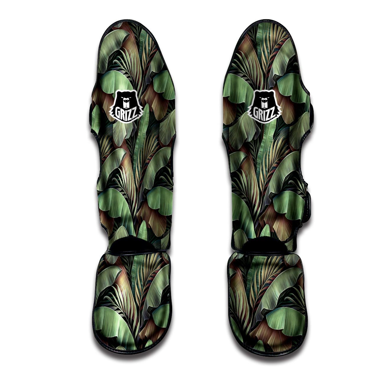 Palm Leaf Tropical Banana Print Pattern Muay Thai Shin Guards-grizzshop