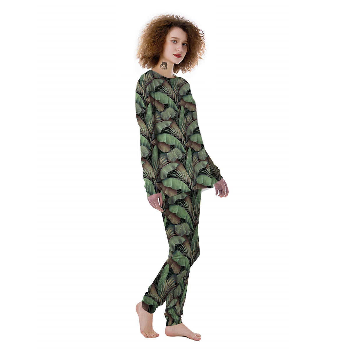 Palm Leaf Tropical Banana Print Pattern Women's Pajamas-grizzshop