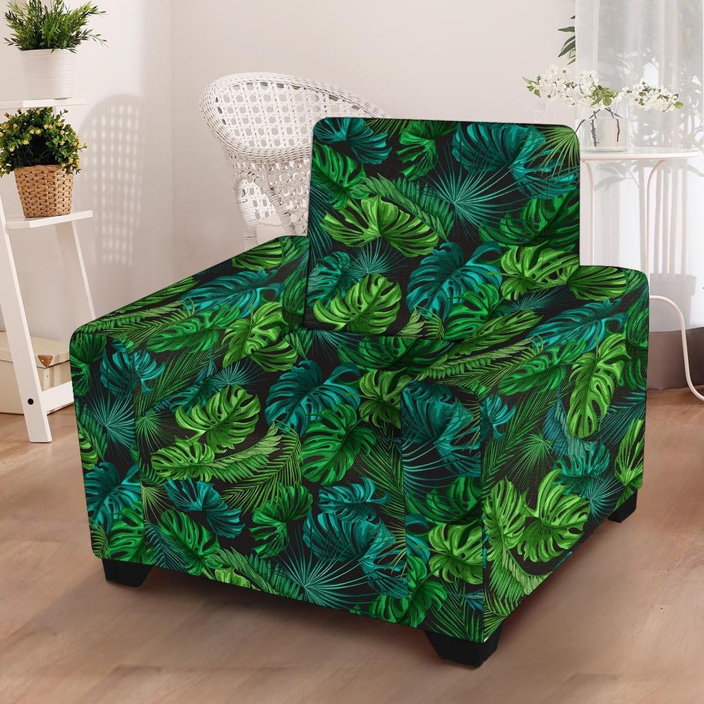 Palm Leaf Tropical Print Armchair Cover-grizzshop