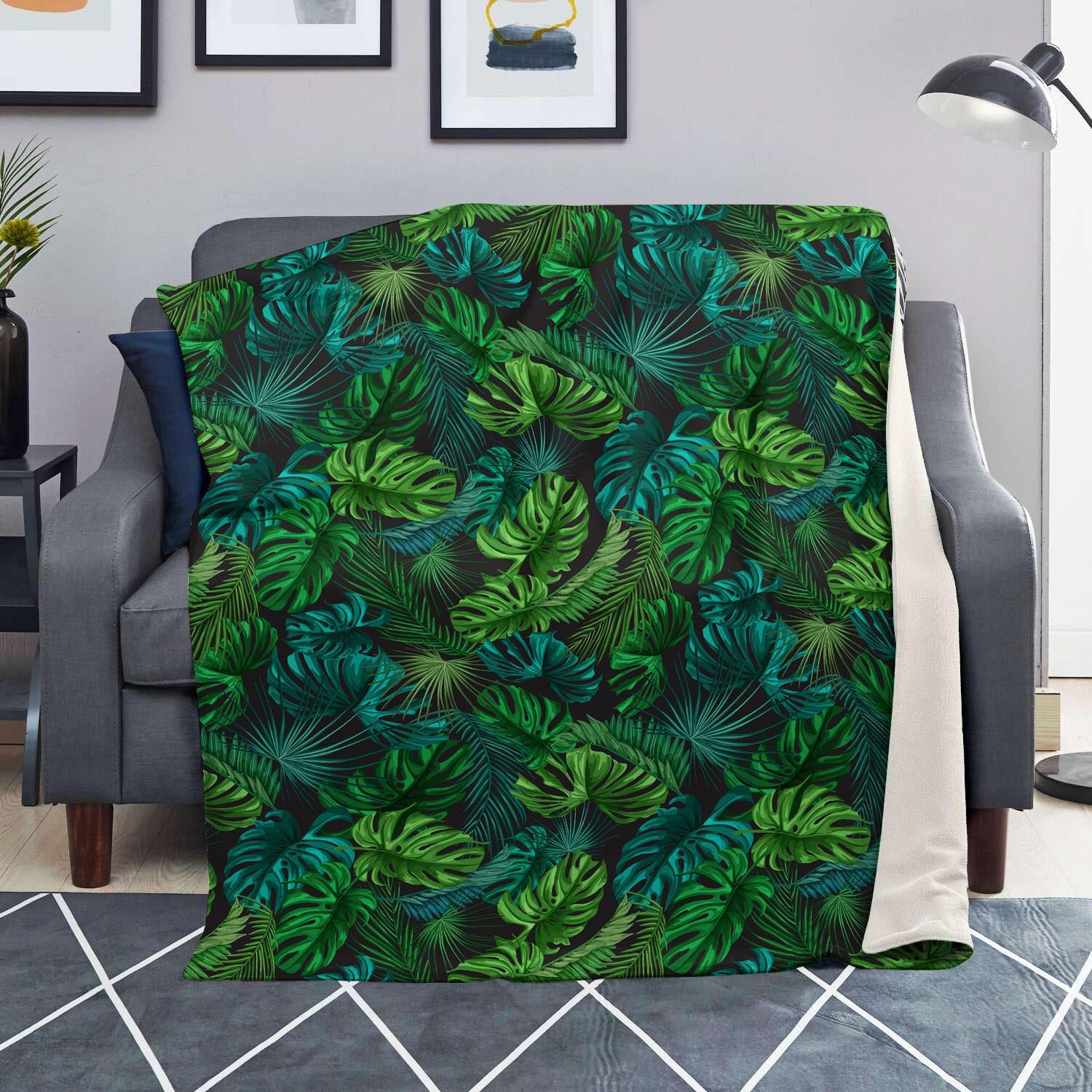 Palm Leaf Tropical Print Blanket-grizzshop