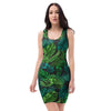 Palm Leaf Tropical Print Bodycon Dress-grizzshop