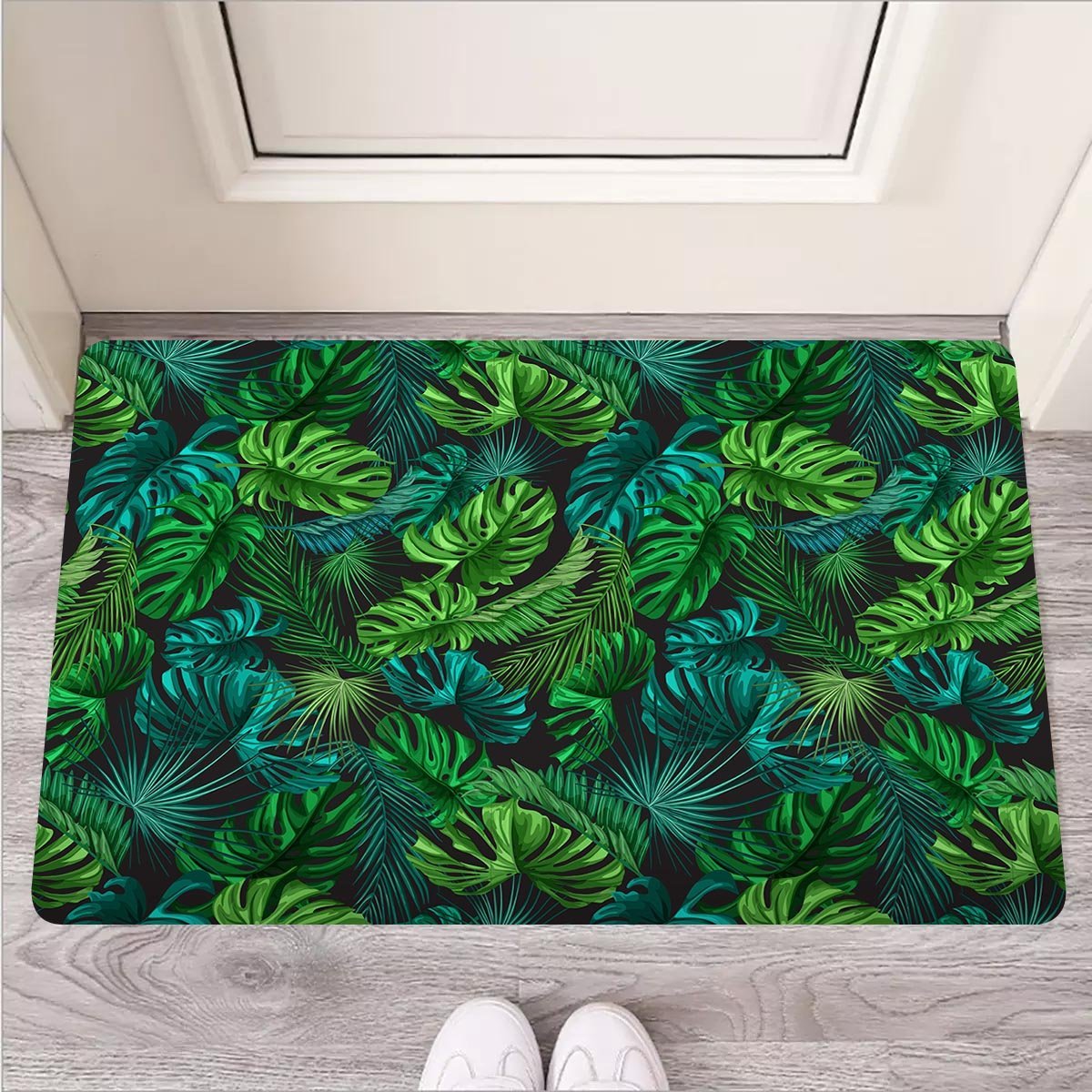 Palm Leaf Tropical Print Door Mat-grizzshop