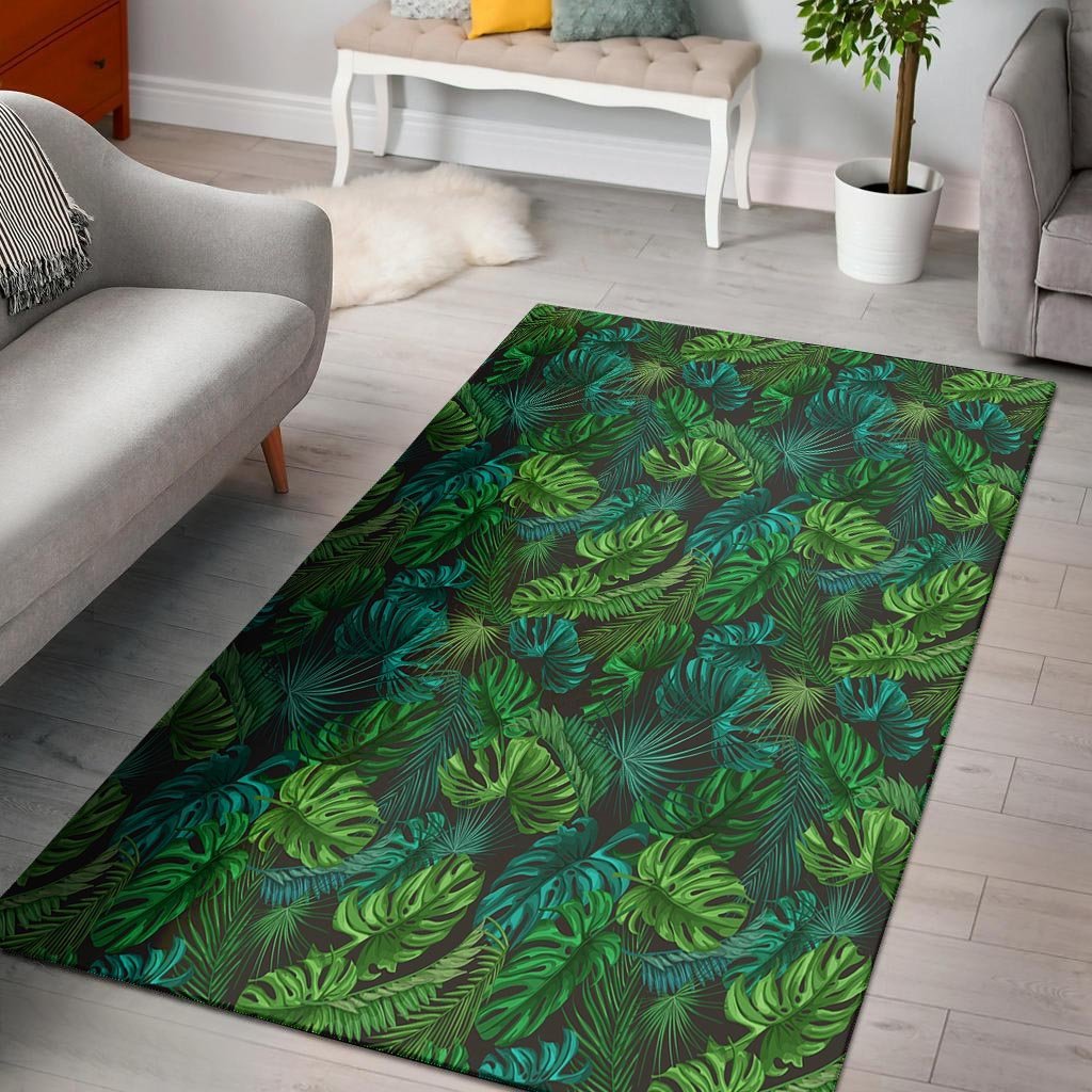 Palm Leaf Tropical Print Floor Mat-grizzshop