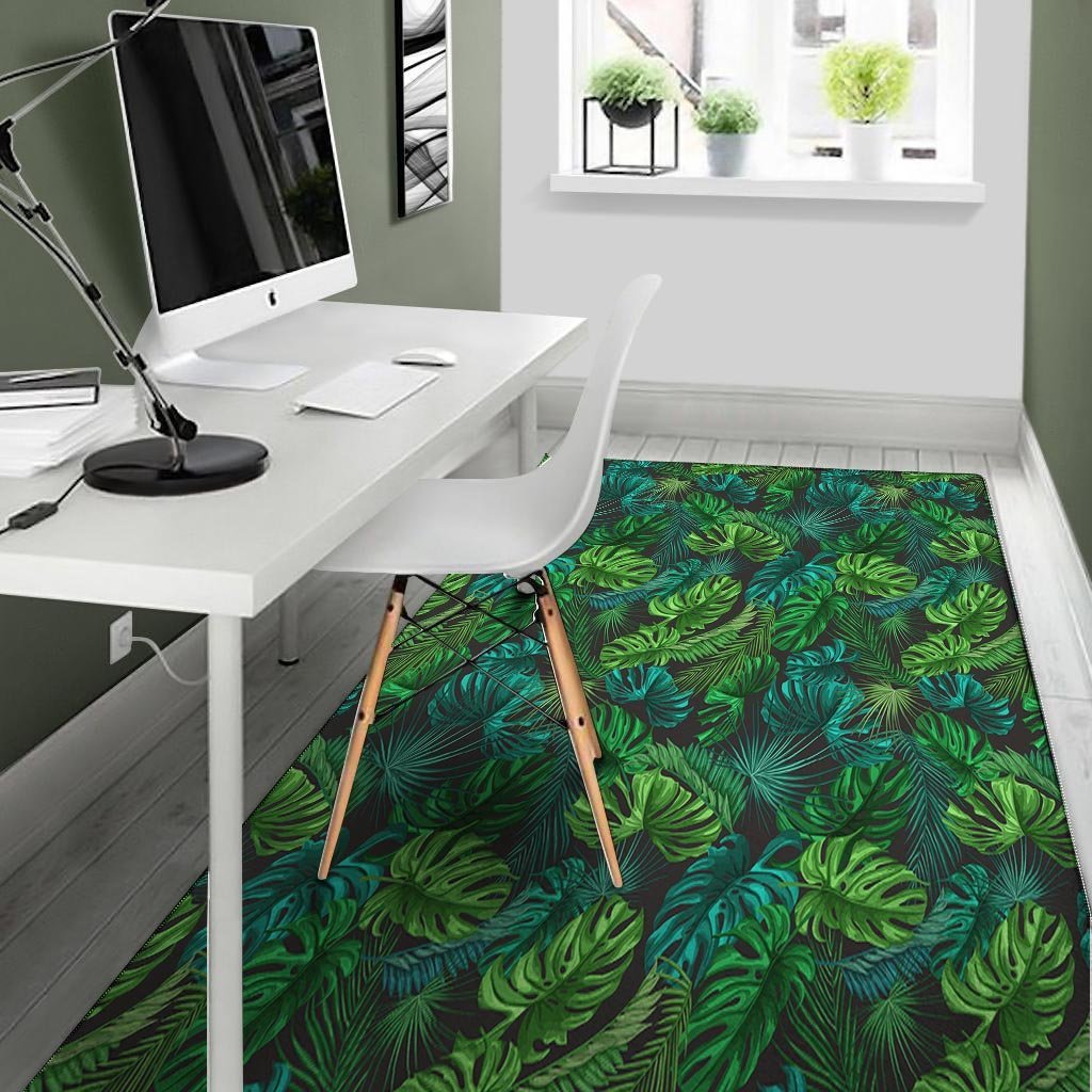 Palm Leaf Tropical Print Floor Mat-grizzshop