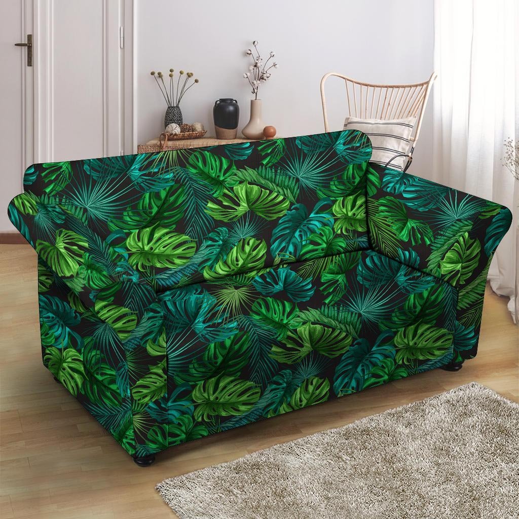 Palm Leaf Tropical Print Loveseat Cover-grizzshop