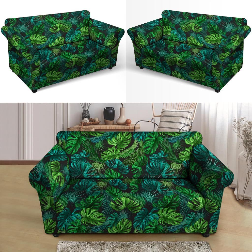 Palm Leaf Tropical Print Loveseat Cover-grizzshop