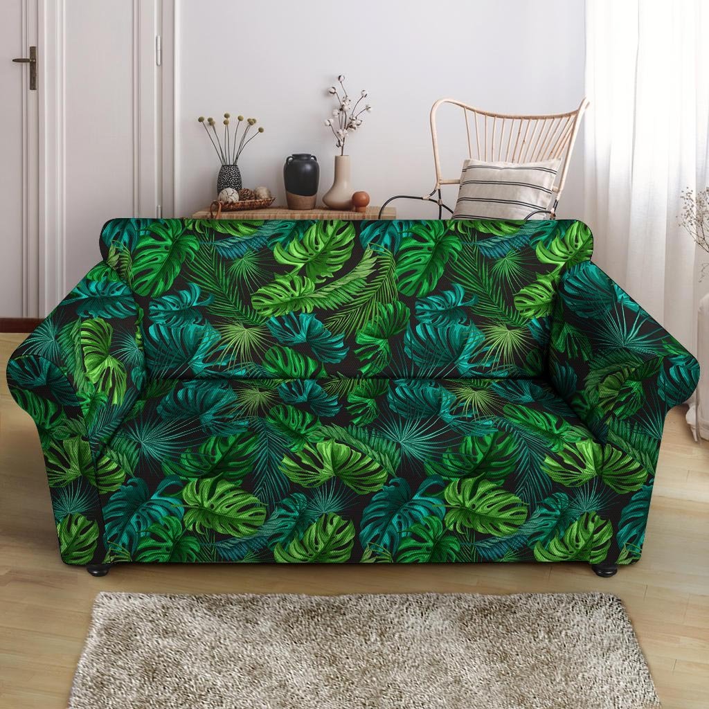 Palm Leaf Tropical Print Loveseat Cover-grizzshop