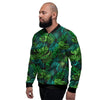 Palm Leaf Tropical Print Men's Bomber Jacket-grizzshop