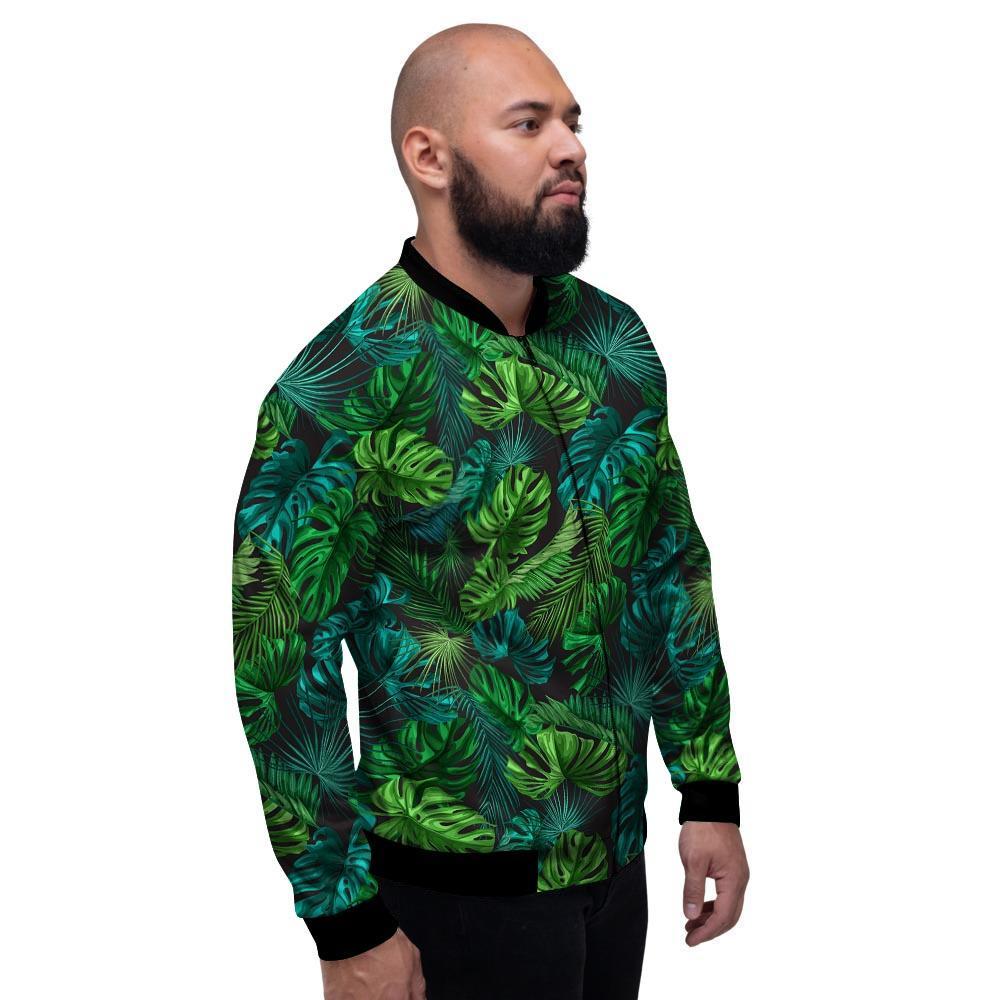 Palm Leaf Tropical Print Men's Bomber Jacket-grizzshop